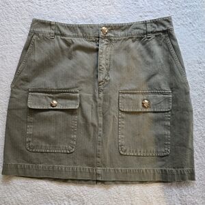 Anine Bing Olive Green Cotton Mini Skirt with Front Pockets Womens Sz L